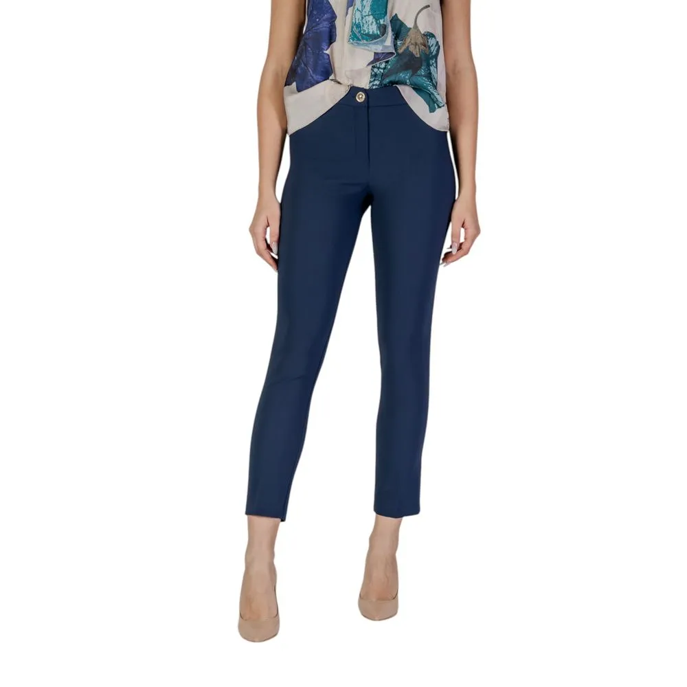 Rinascimento Women's Blue Polyester Jeans & Pant