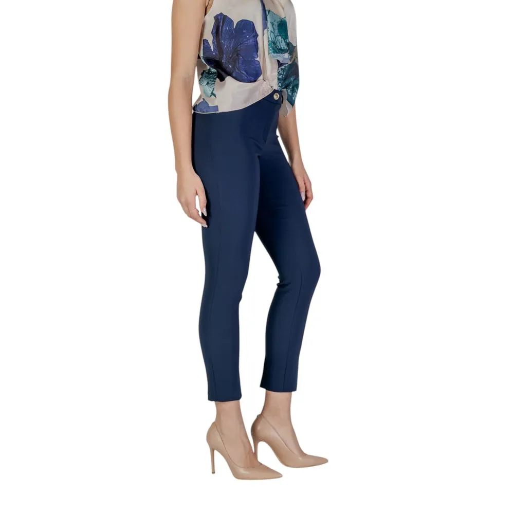 Rinascimento Women's Blue Polyester Jeans & Pant