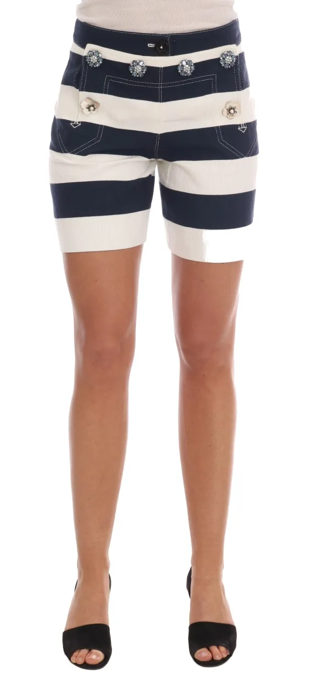Dolce & Gabbana Women's Elegant Striped Crystal Embellished Shorts