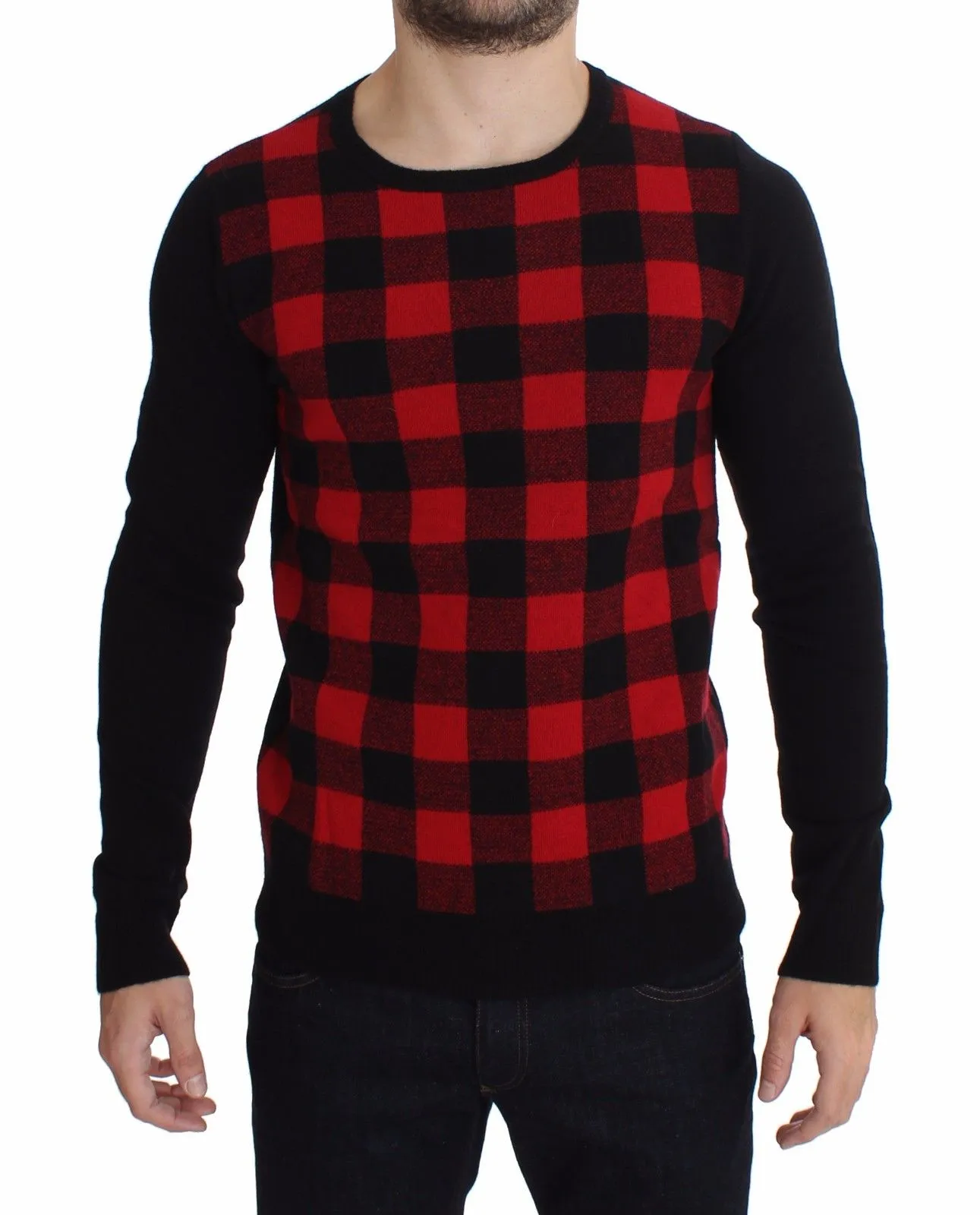 Costume National Men's Checkered Wool Crewneck Pullover Sweater