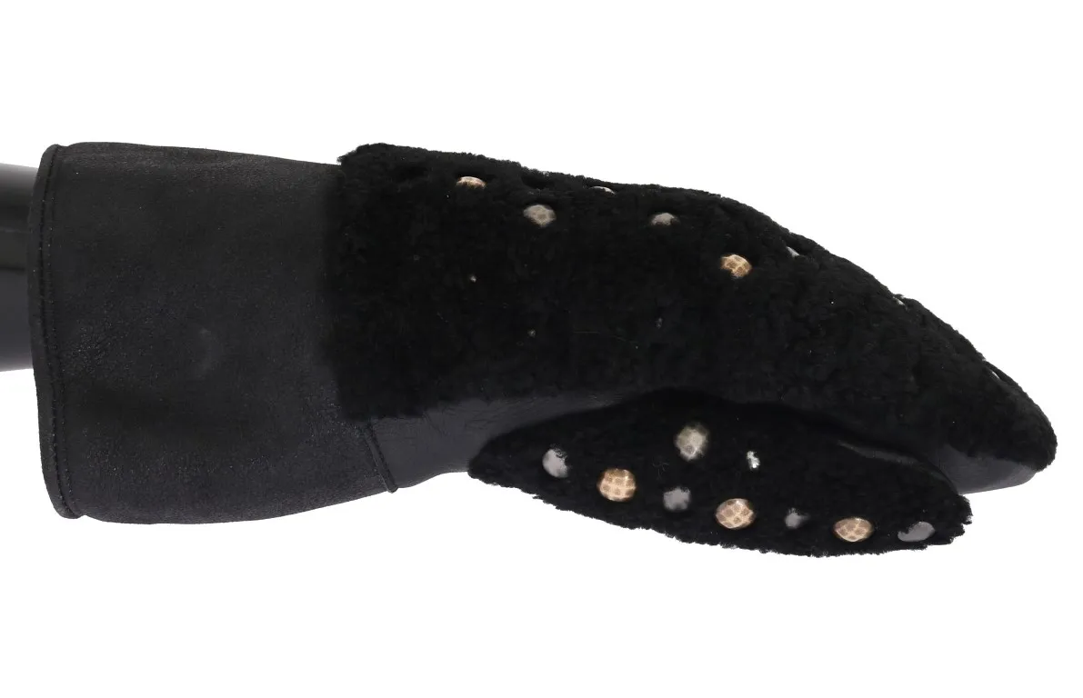 Dolce & Gabbana Men's Studded Black Leather Gentleman's Gloves
