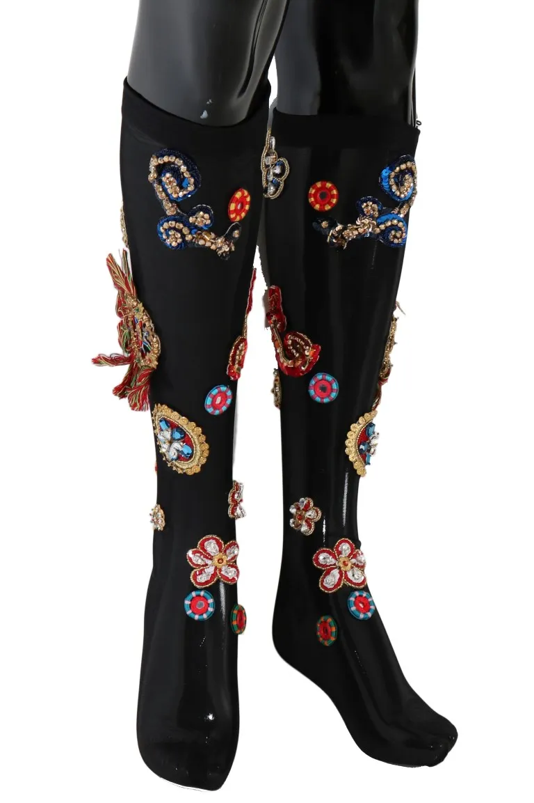 Dolce & Gabbana Women's Elegant Embellished Crystal Stockings