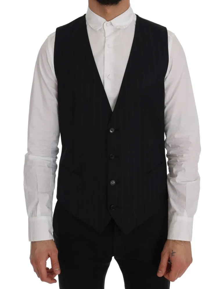 Dolce & Gabbana Men's Elegant Striped Wool Blend Vest Waistcoat