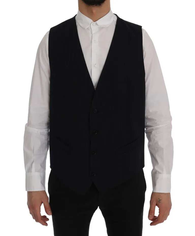 Dolce & Gabbana Men's Elegant Striped Wool Blend Waistcoat Vest