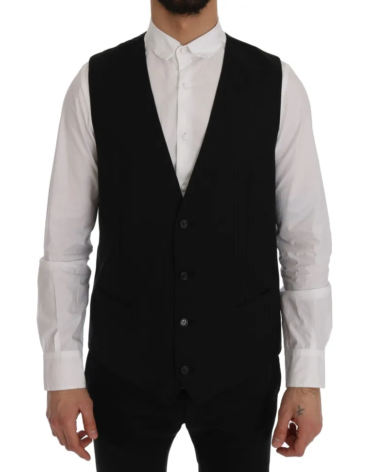 Dolce & Gabbana Men's Elegant Striped Wool Waistcoat Vest