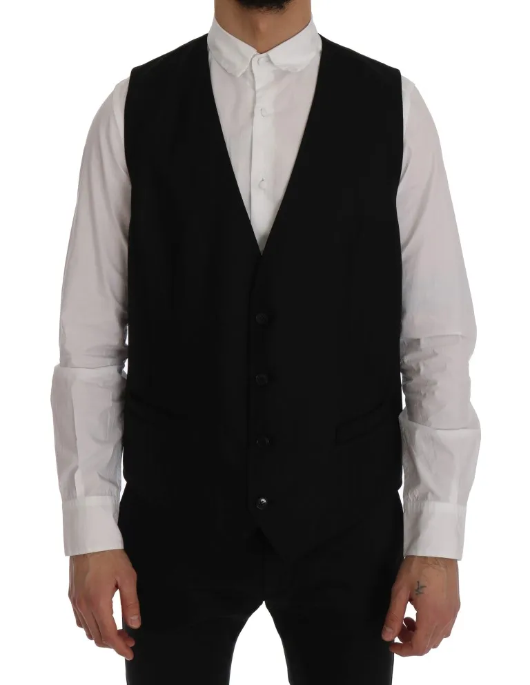 Dolce & Gabbana Men's Elegant Black Single Breasted Vest