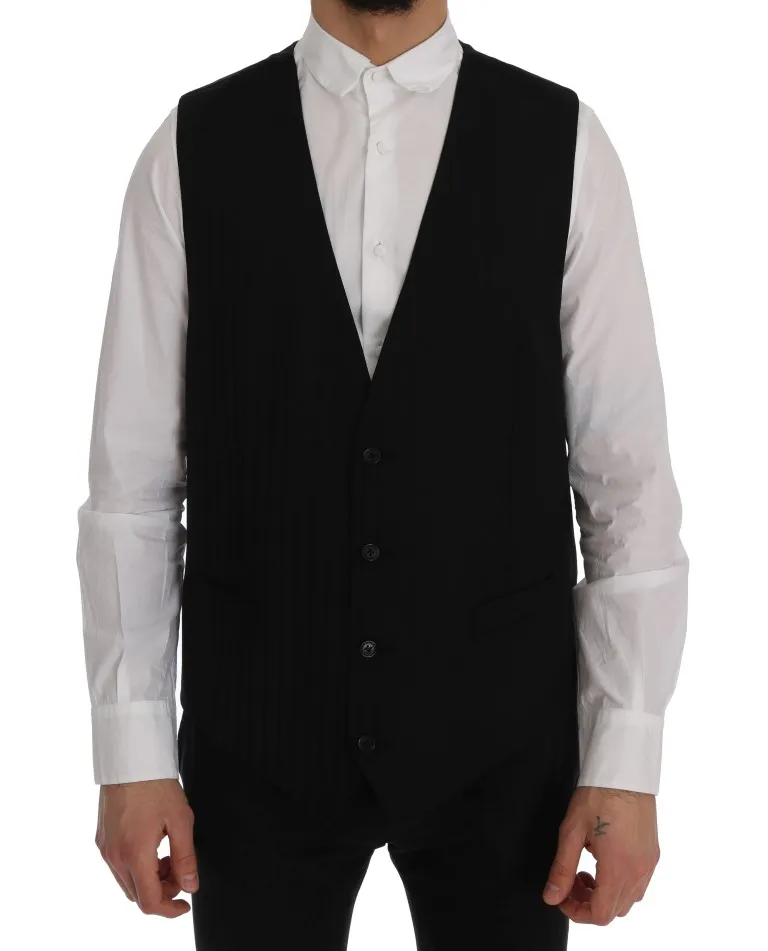 Dolce & Gabbana Men's Elegant Striped Wool Blend Waistcoat Vest