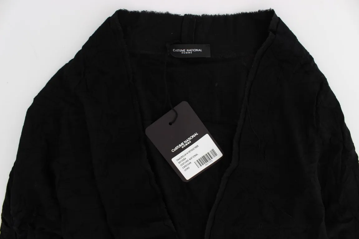 Costume National Men's Elegant Black Merino Wool Cardigan