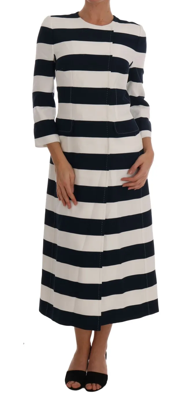 Dolce & Gabbana Women's Elegant Blue Striped Coat Jacket