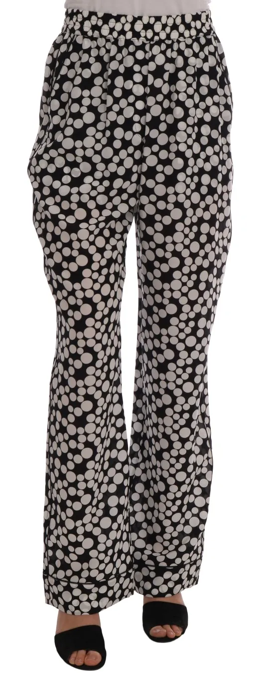 Dolce & Gabbana Women's Elegant Polka Dot Silk High-Waist Pants