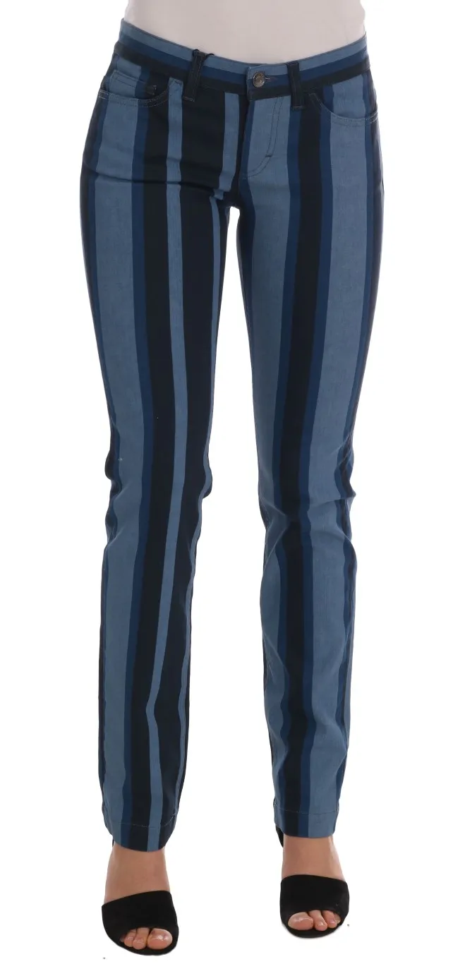 Dolce & Gabbana Women's Chic Blue Striped Slim Fit Girly Jeans