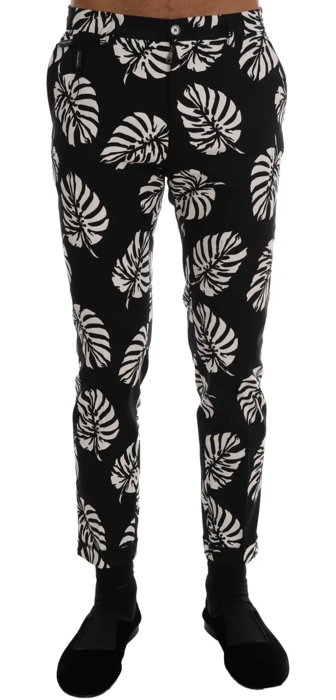 Dolce & Gabbana Men's Slim Fit Leaf Print Ankle Pants