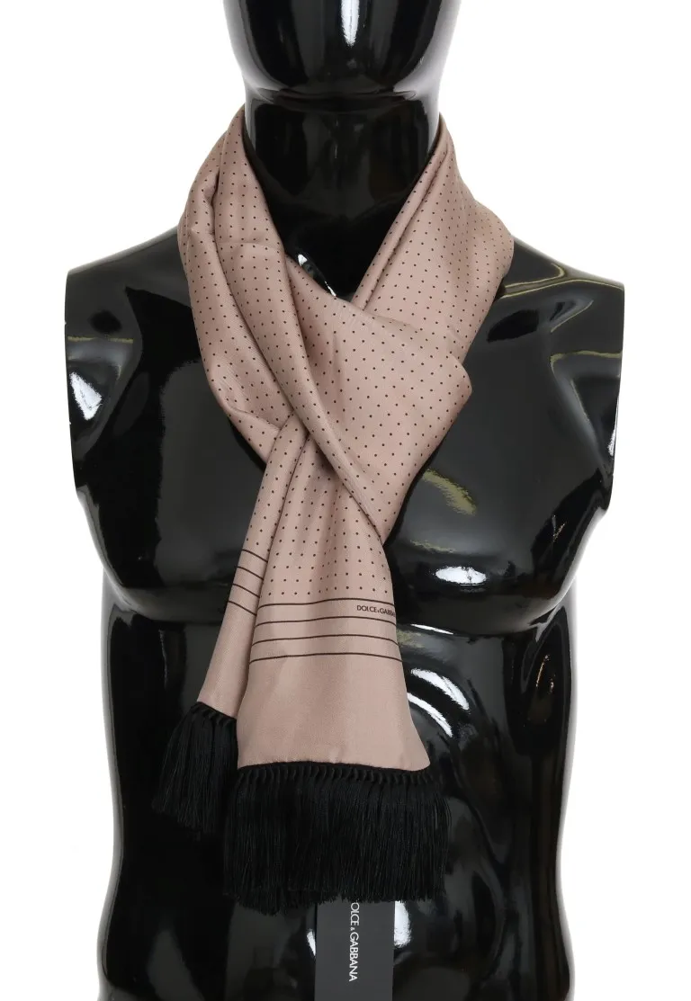 Dolce & Gabbana Men's Elegant Pink Polka Dot Silk Scarf