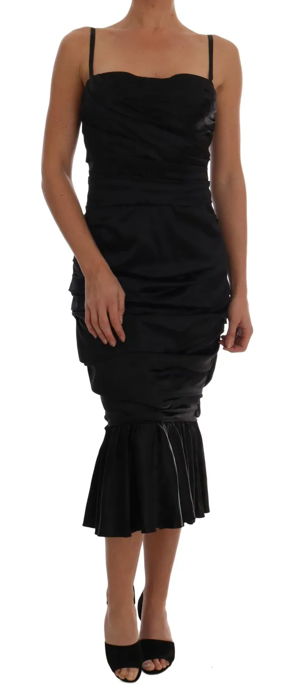 Dolce & Gabbana Women's Elegant Silk Stretch Bustier Midi Dress