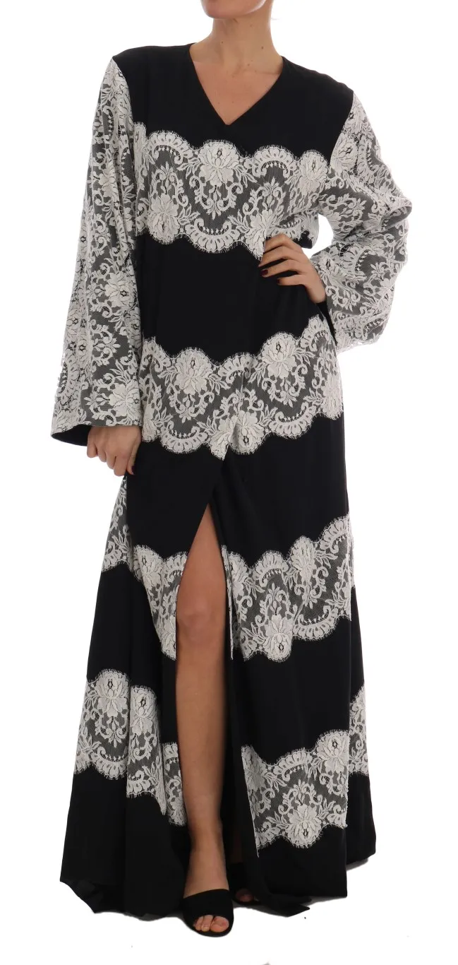 Dolce & Gabbana Women's Elegant Silk Floral Lace Kaftan Maxi Dress