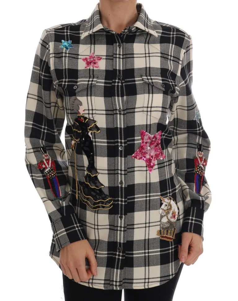 Dolce & Gabbana Women's Enchanted Sequin Checkered Wool Shirt