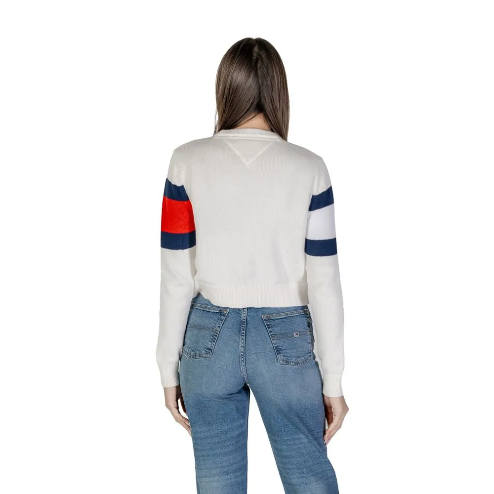Tommy Hilfiger Jeans Women's White Cotton Rigenerato Tops & T-Shirt