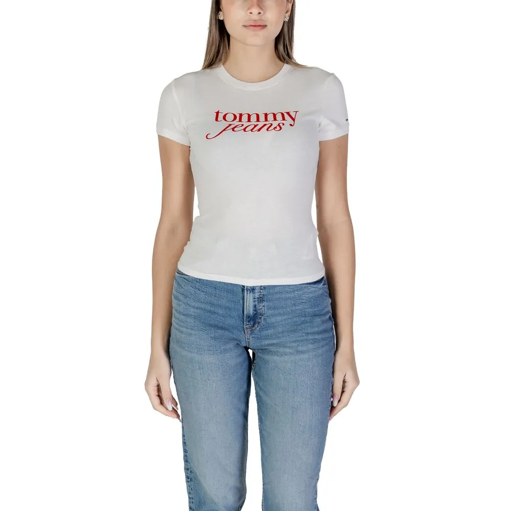 Tommy Hilfiger Jeans Women's White Cotton Rigenerato Tops & T-Shirt