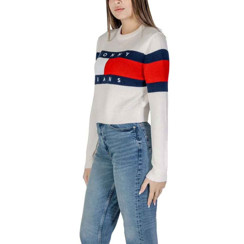 Tommy Hilfiger Jeans Women's White Cotton Rigenerato Tops & T-Shirt