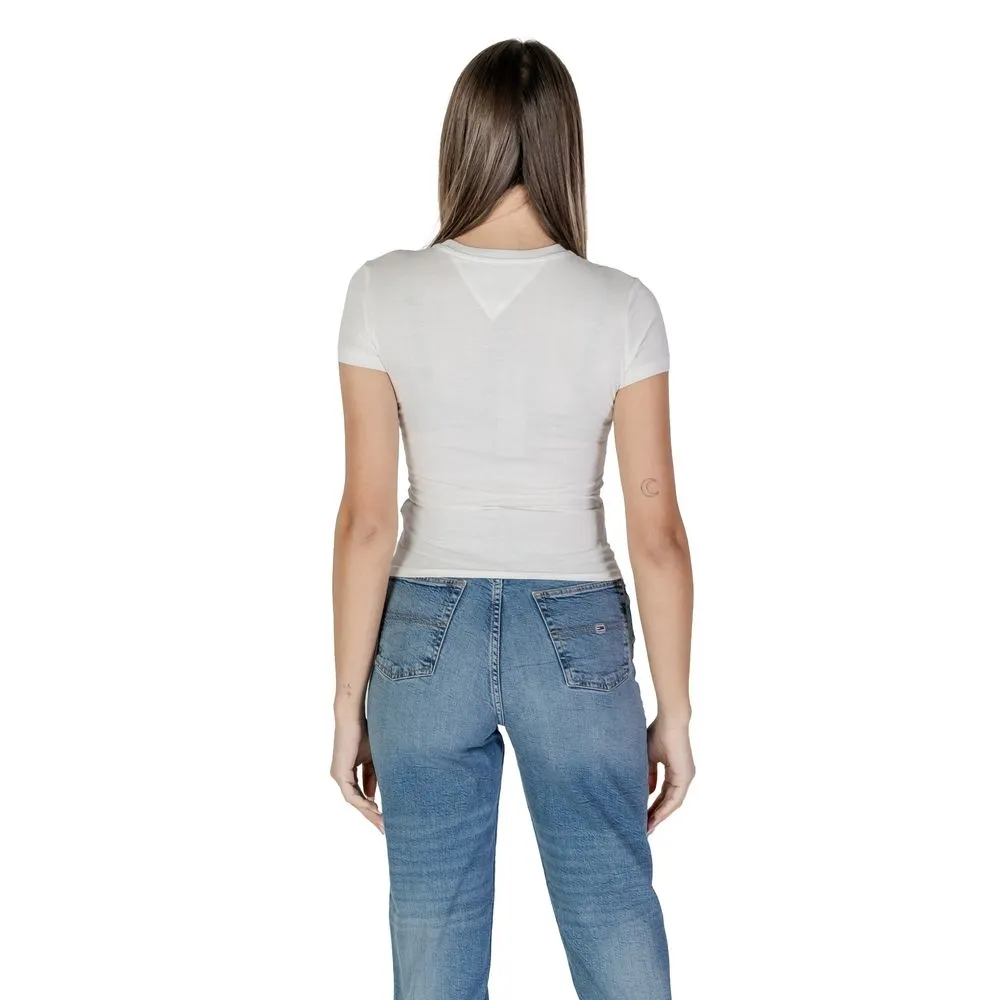 Tommy Hilfiger Jeans Women's White Cotton Rigenerato Tops & T-Shirt