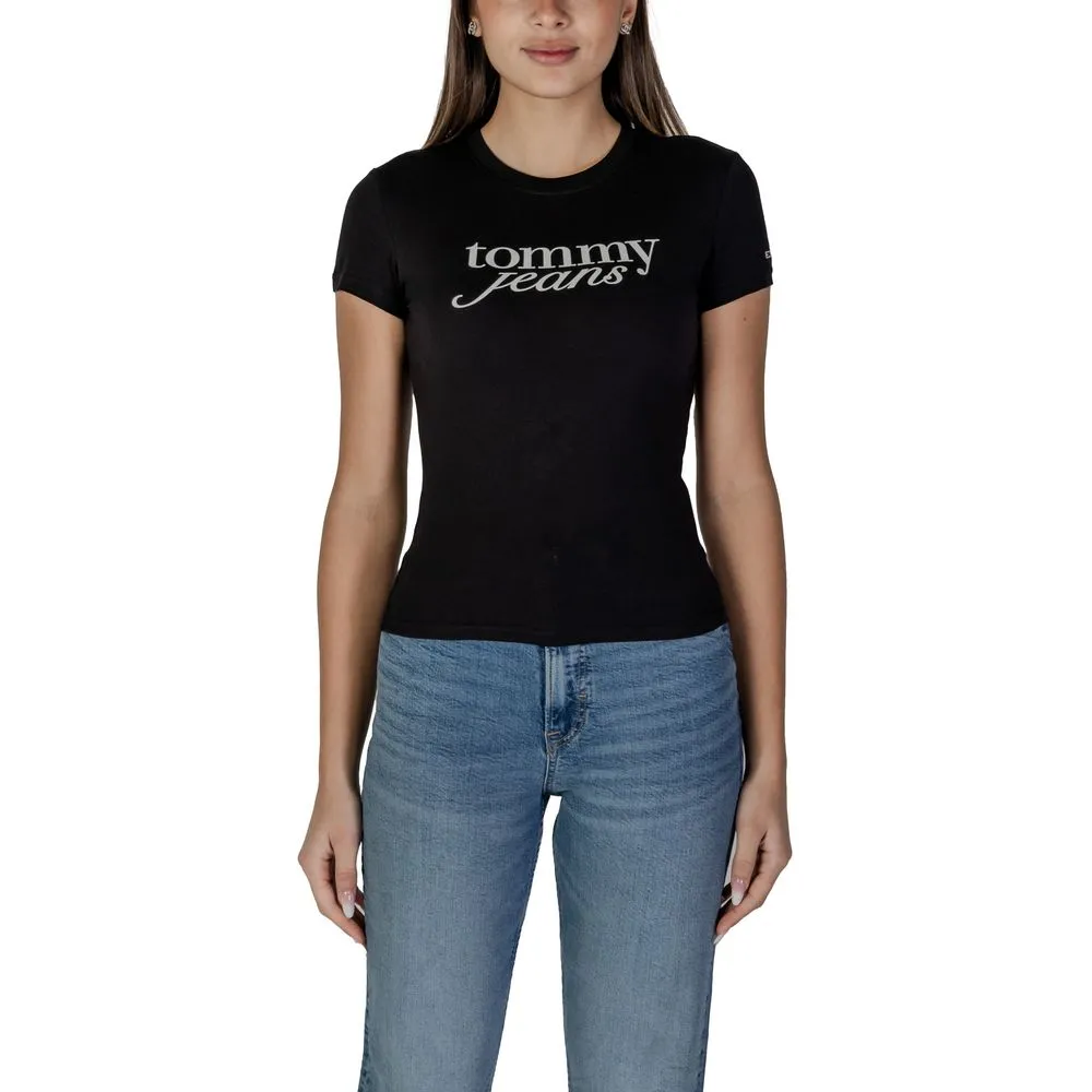 Tommy Hilfiger Jeans Women's Black Cotton Rigenerato Tops & T-Shirt