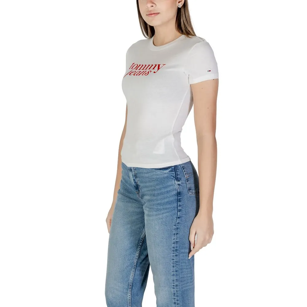 Tommy Hilfiger Jeans Women's White Cotton Rigenerato Tops & T-Shirt