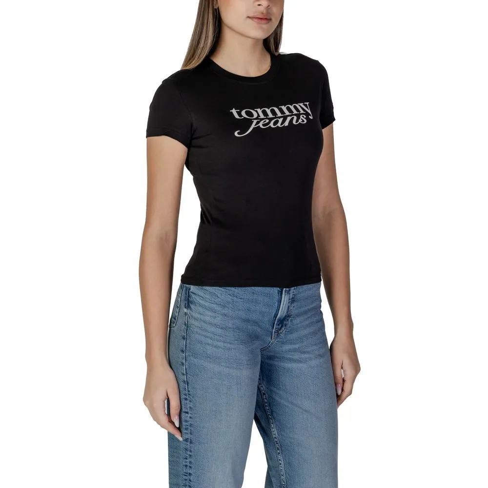 Tommy Hilfiger Jeans Women's Black Cotton Rigenerato Tops & T-Shirt