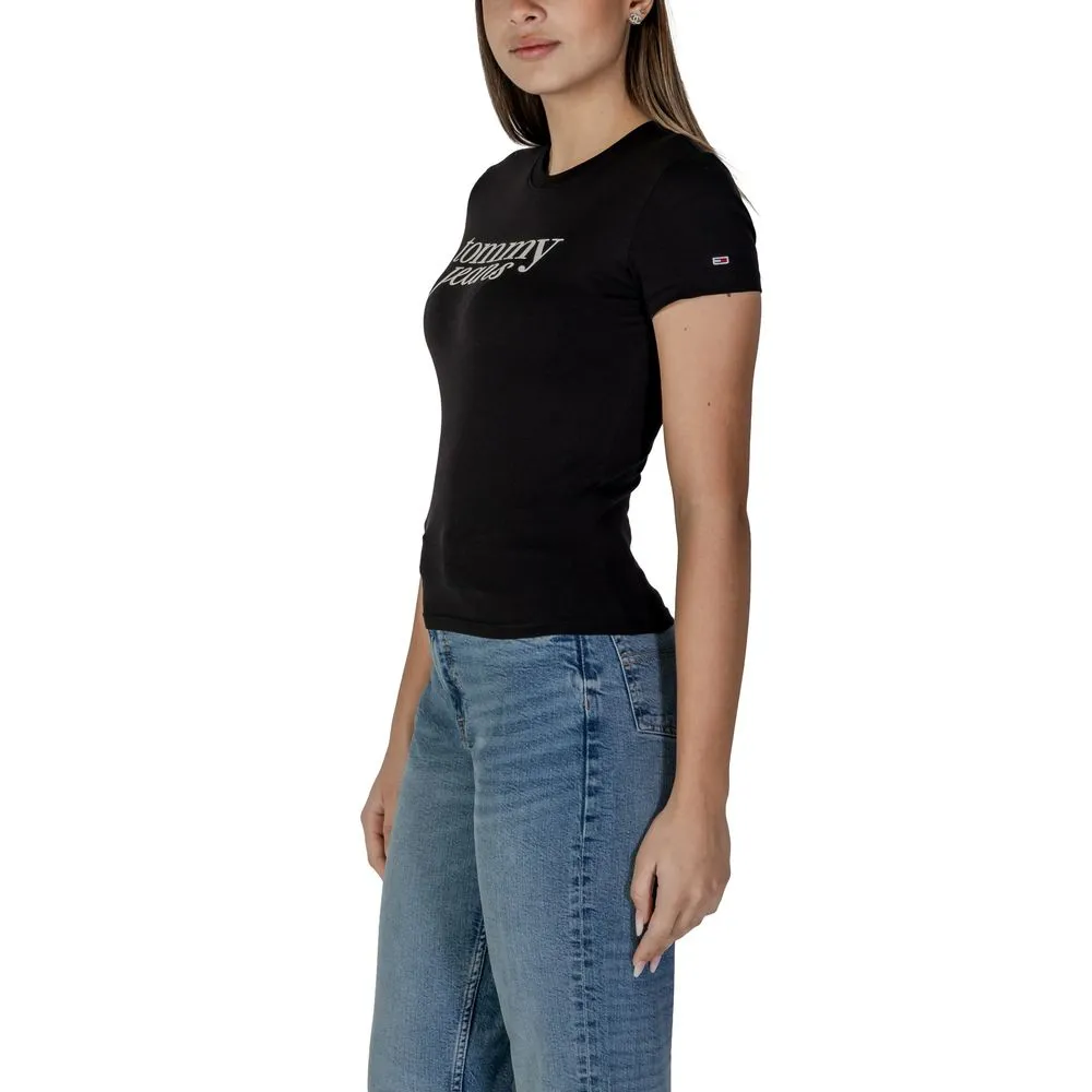 Tommy Hilfiger Jeans Women's Black Cotton Rigenerato Tops & T-Shirt
