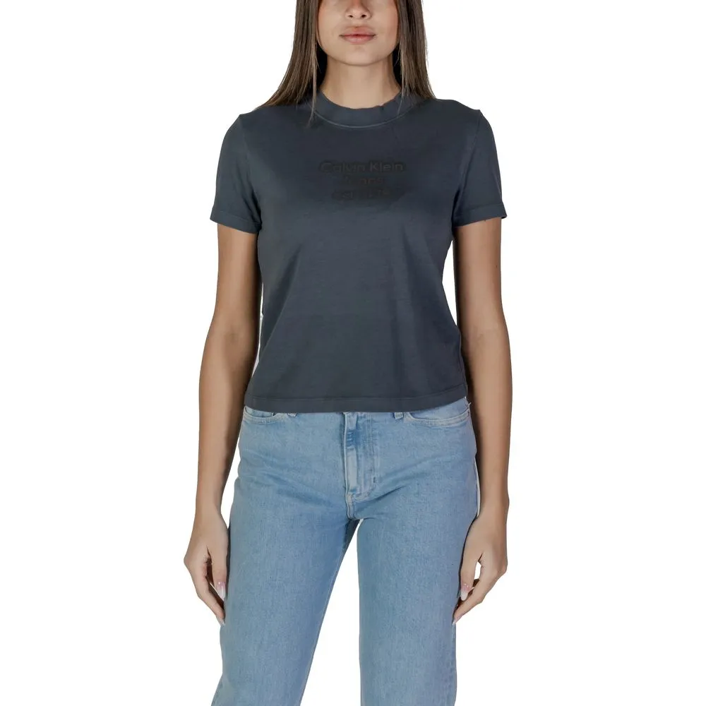 Calvin Klein Jeans Women's Black Cotton Tops & T-Shirt