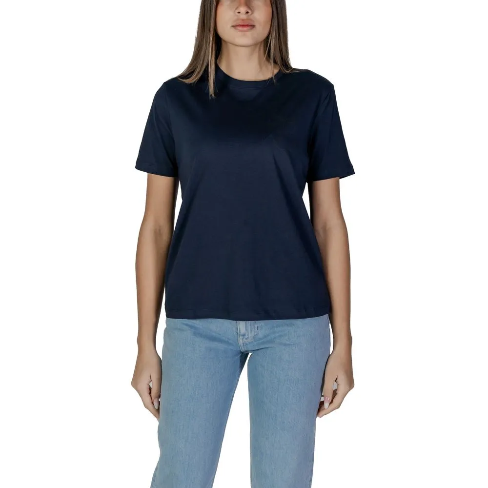 Vila Clothes Women's Blue Cotton Tops & T-Shirt