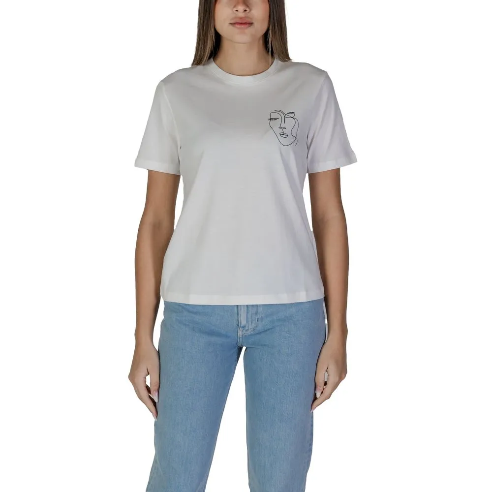 Vila Clothes Women's White Cotton Tops & T-Shirt