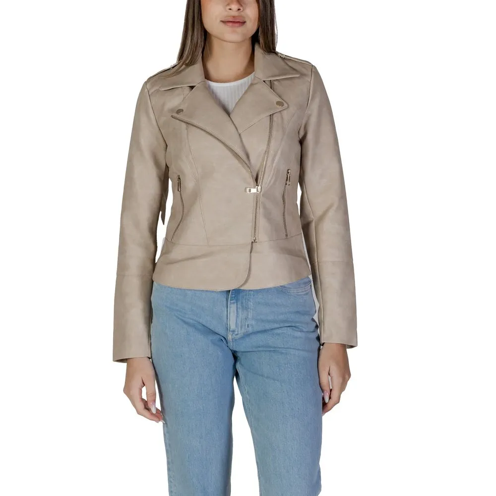 Only Women's Beige Polyester Jackets & Coat