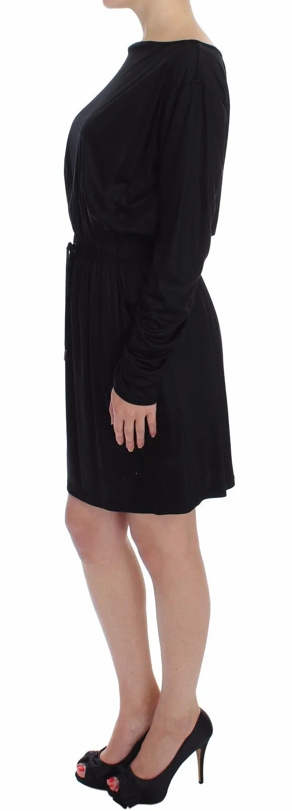 Versace Jeans Women's Elegant Black Silk Blend Shift Dress