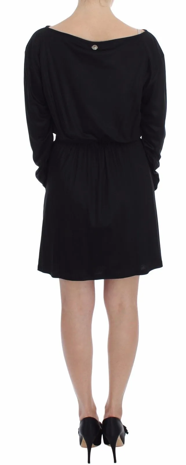 Versace Jeans Women's Elegant Black Silk Blend Shift Dress