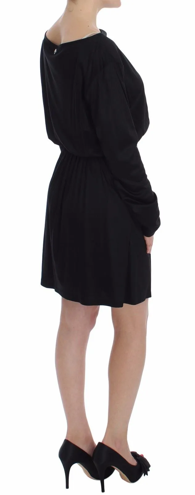 Versace Jeans Women's Elegant Black Silk Blend Shift Dress