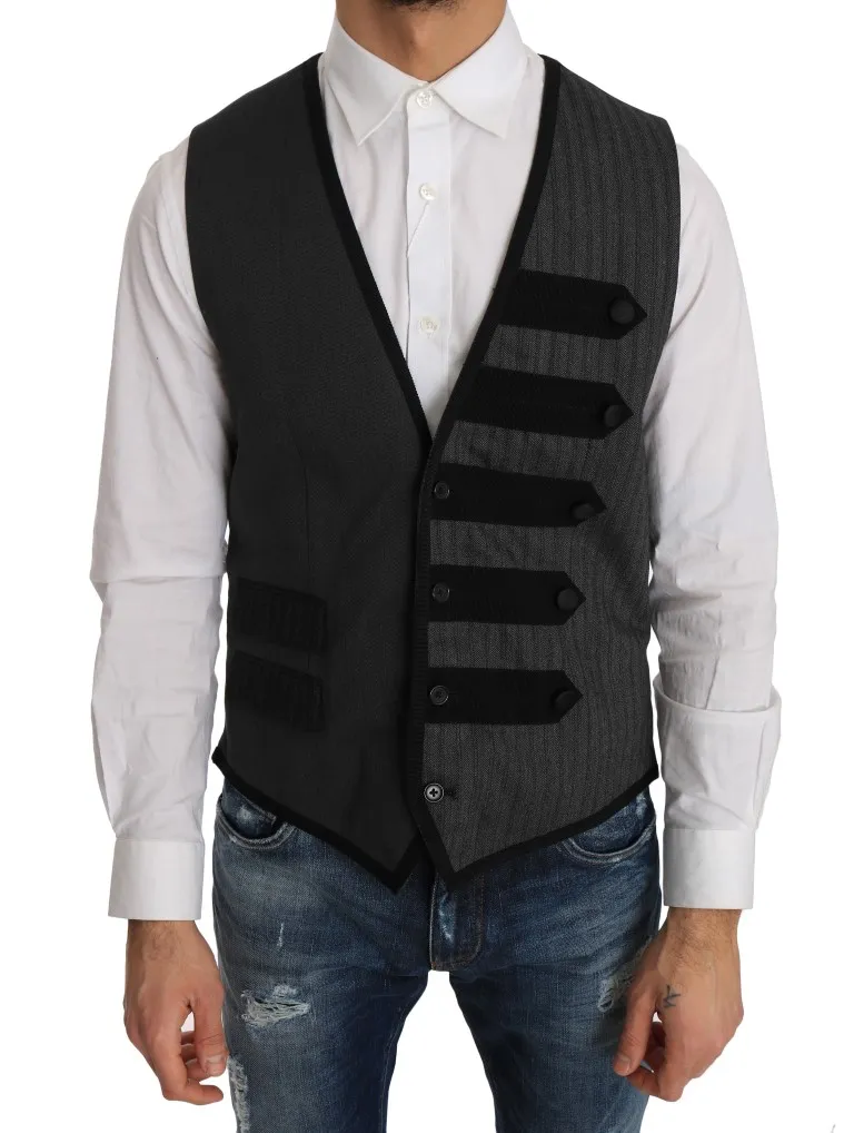 Dolce & Gabbana Men's Elegant Gray Torrero Pattern Formal Vest