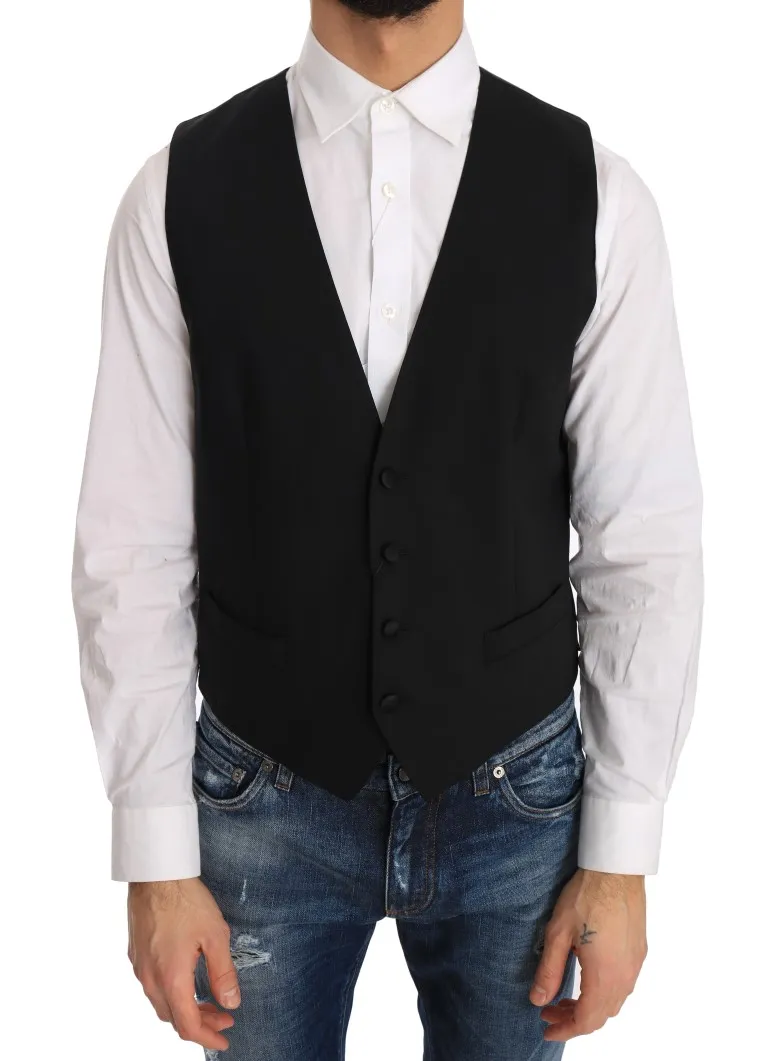 Dolce & Gabbana Men's Elegant Slim Fit Formal Vest in Black