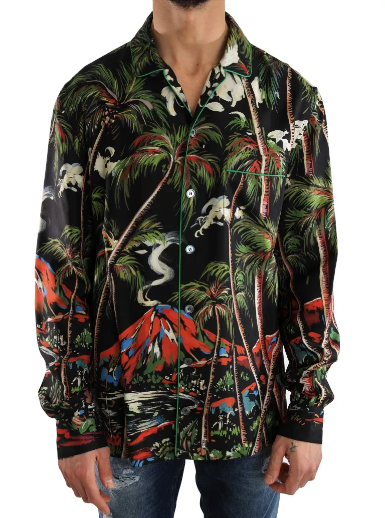 Dolce & Gabbana Men's Exclusive Silk Oversize Printed Shirt