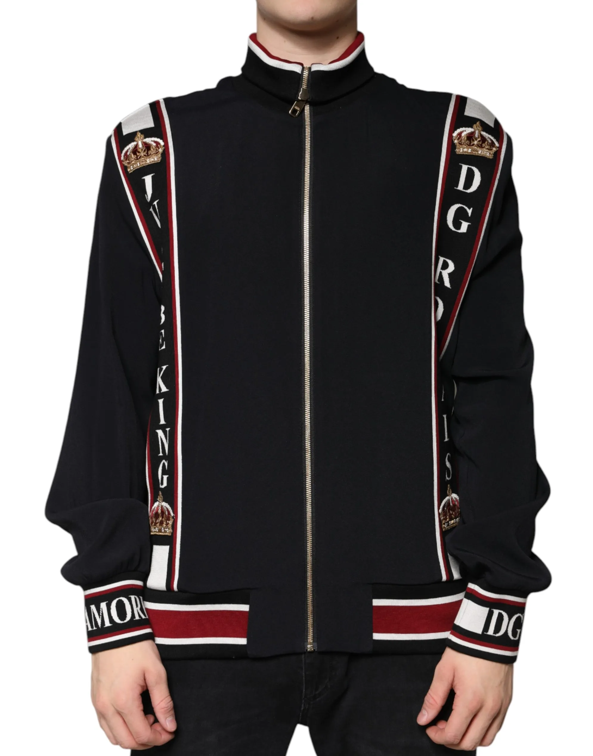 Dolce & Gabbana Men's Black DG King Full Zip Sweatshirt Sweater