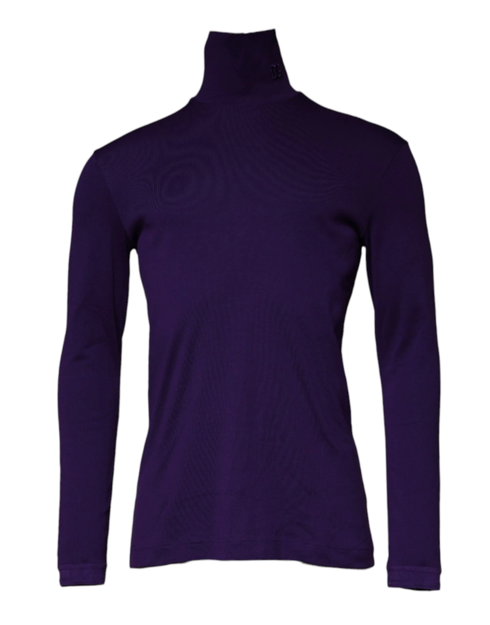 Dolce & Gabbana Purple Cotton Turtleneck Men Pullover Sweater