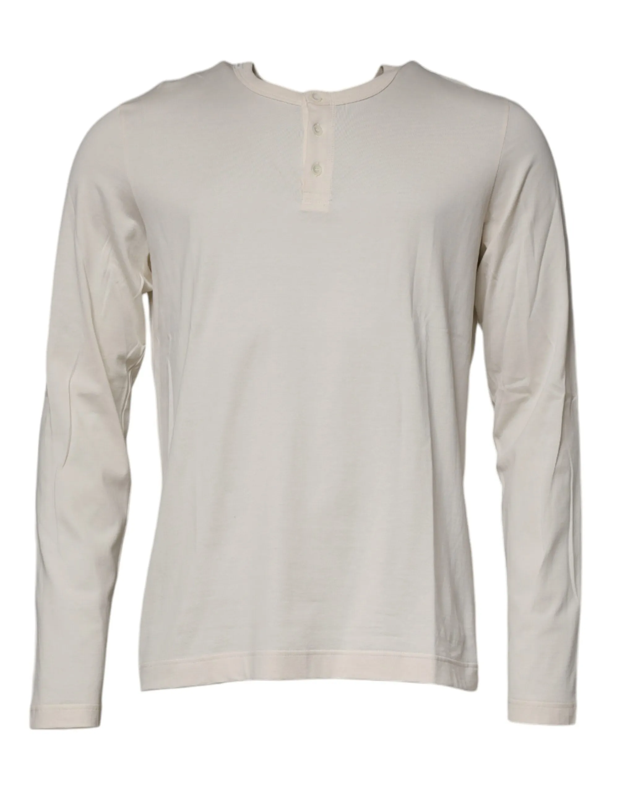 Dolce & Gabbana Men's Off White Cotton Buttoned Pullover Sweater