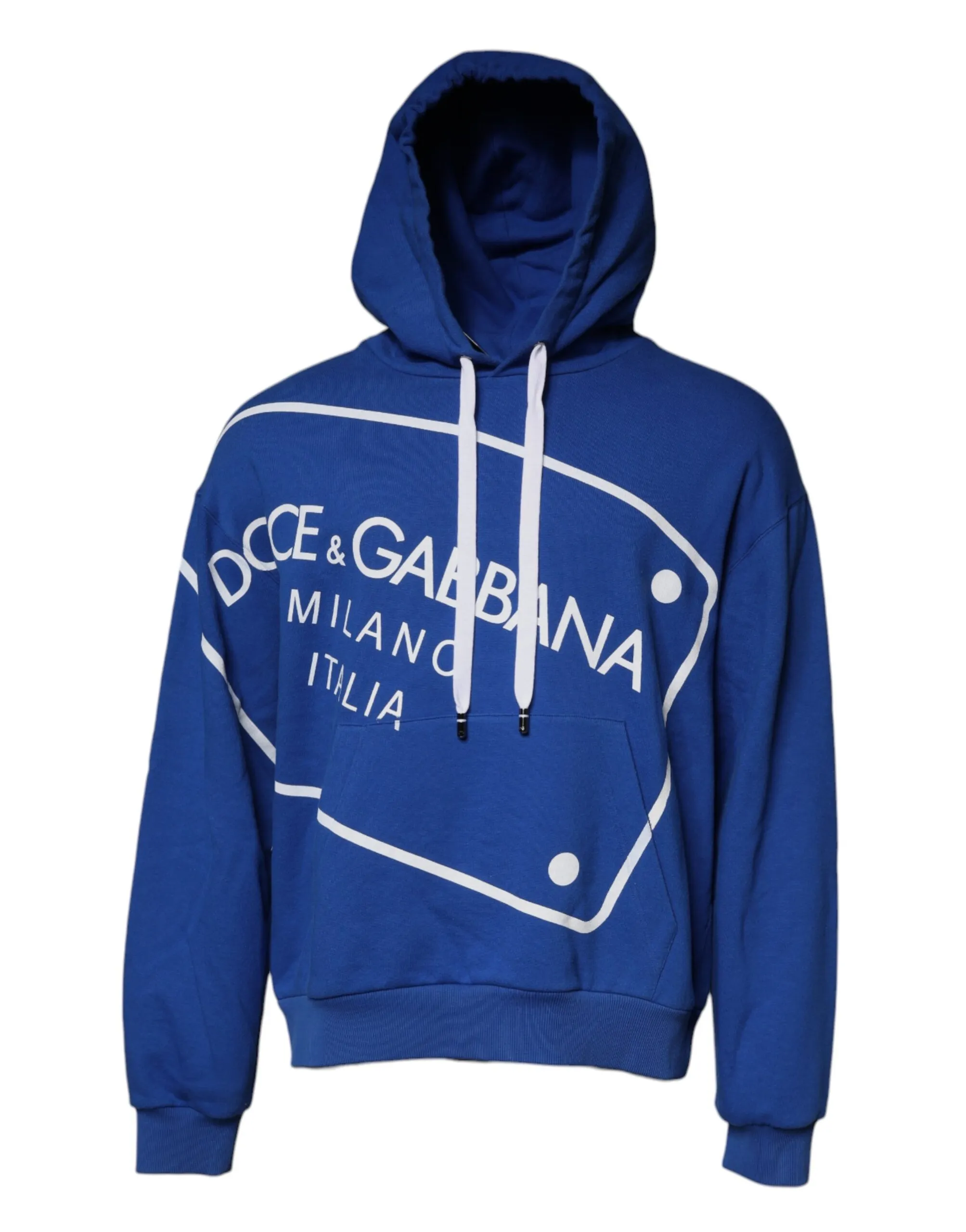 Dolce & Gabbana Men's Blue Logo Print Hooded Sweatshirt Sweater