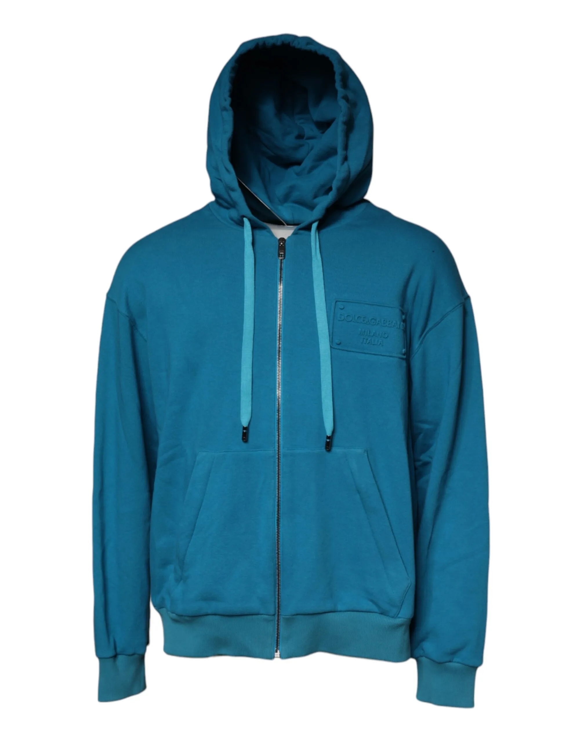 Dolce & Gabbana Men's Blue Logo Cotton Hooded Sweatshirt Sweater