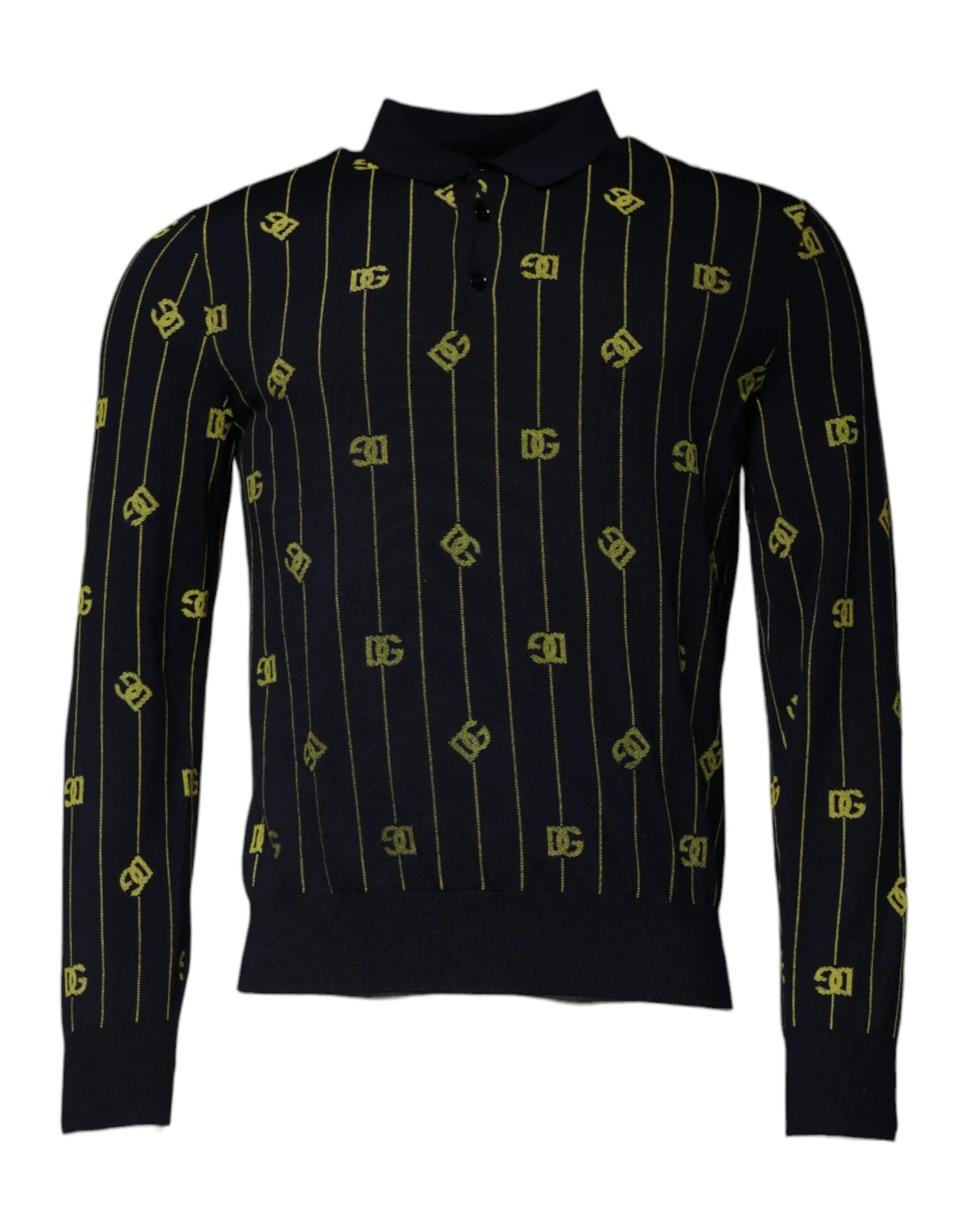 Dolce & Gabbana Men's Black Monogram Mock Neck Pullover Sweater