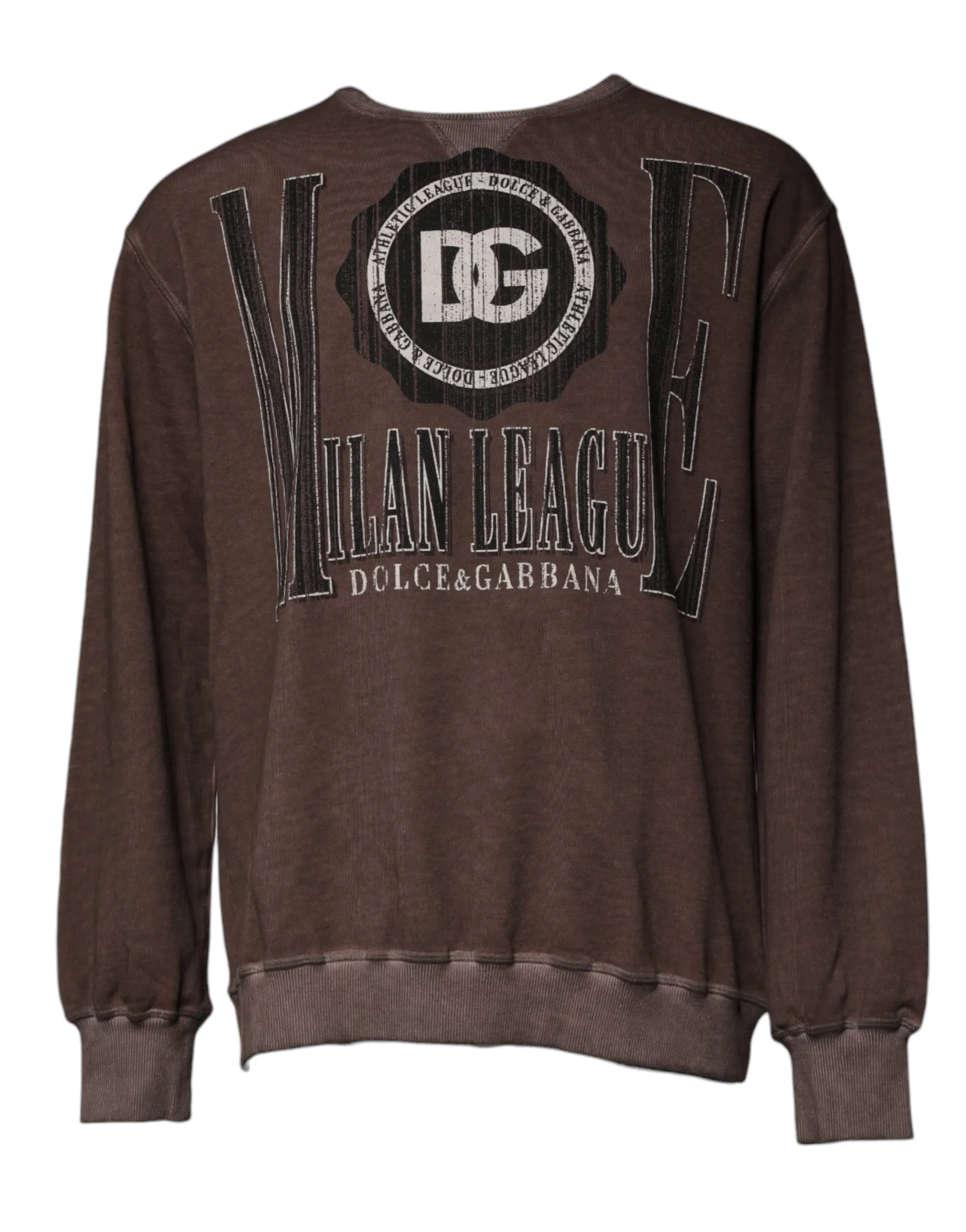 Dolce & Gabbana Men's Brown Logo Print Crew Neck Pullover Sweater