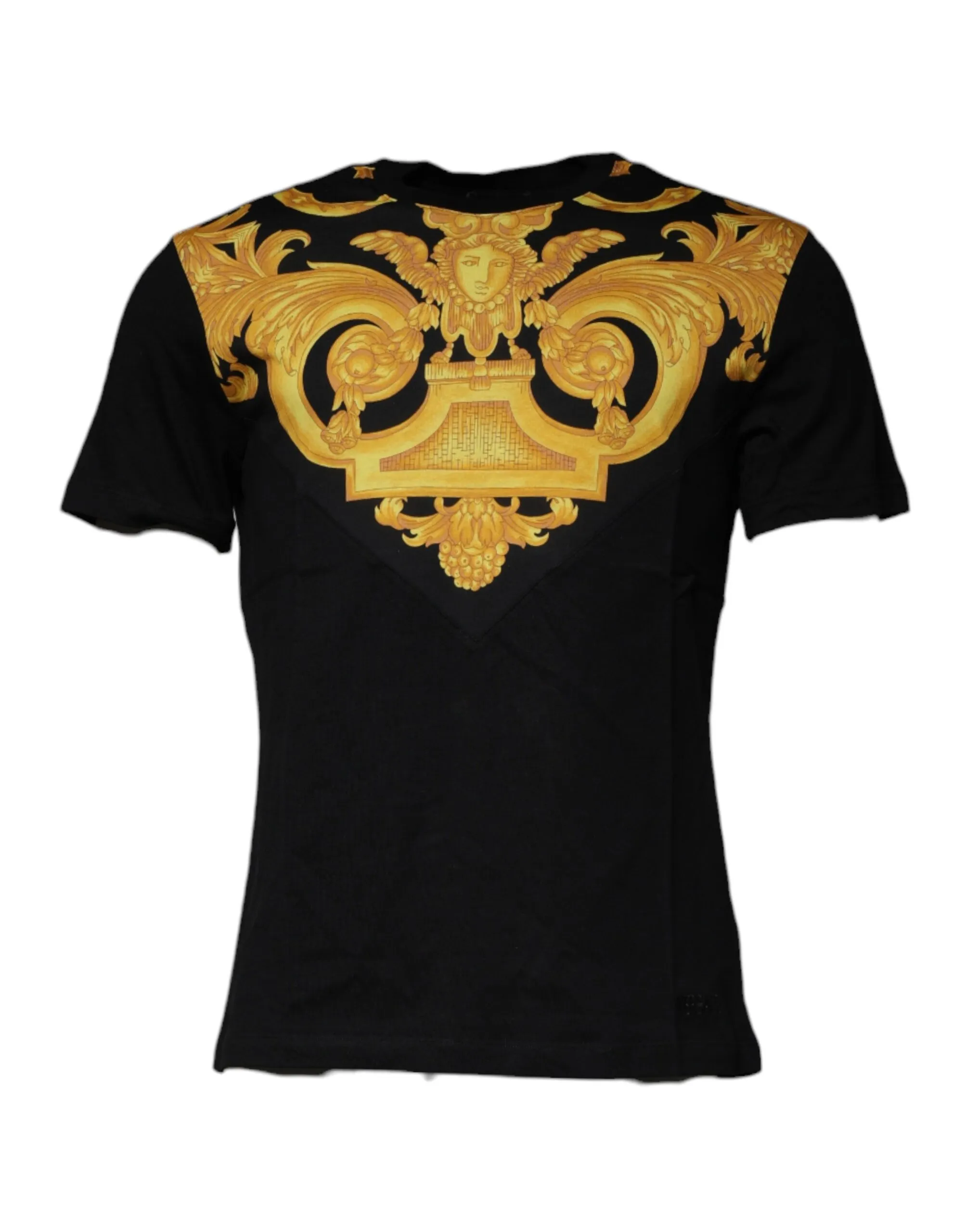 Versace Men's Black Medusa Print Cotton Crew Neck T-shirt