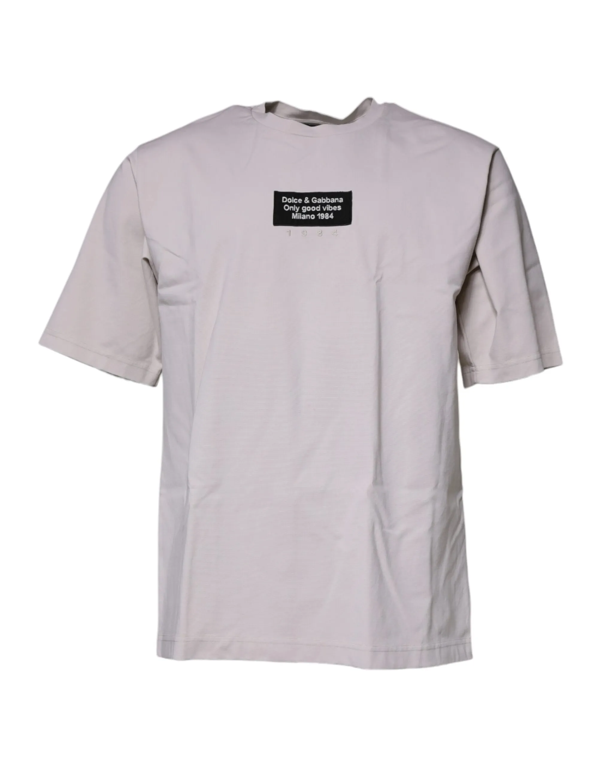 Dolce & Gabbana Men's Beige DG Logo Crew Neck Short Sleeves T-shirt
