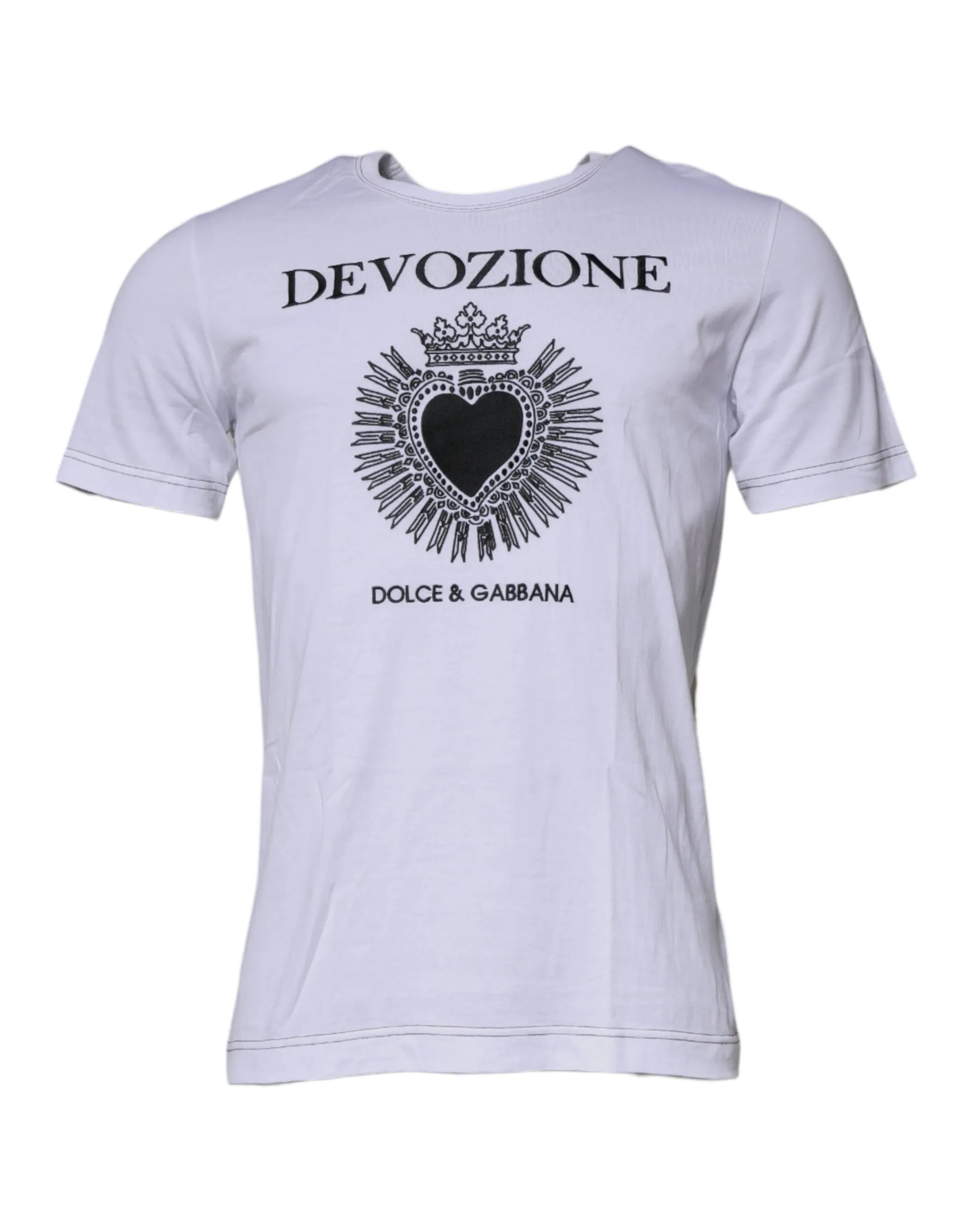 Dolce & Gabbana Men's White Devozione Crew Neck Short Sleeve T-shirt