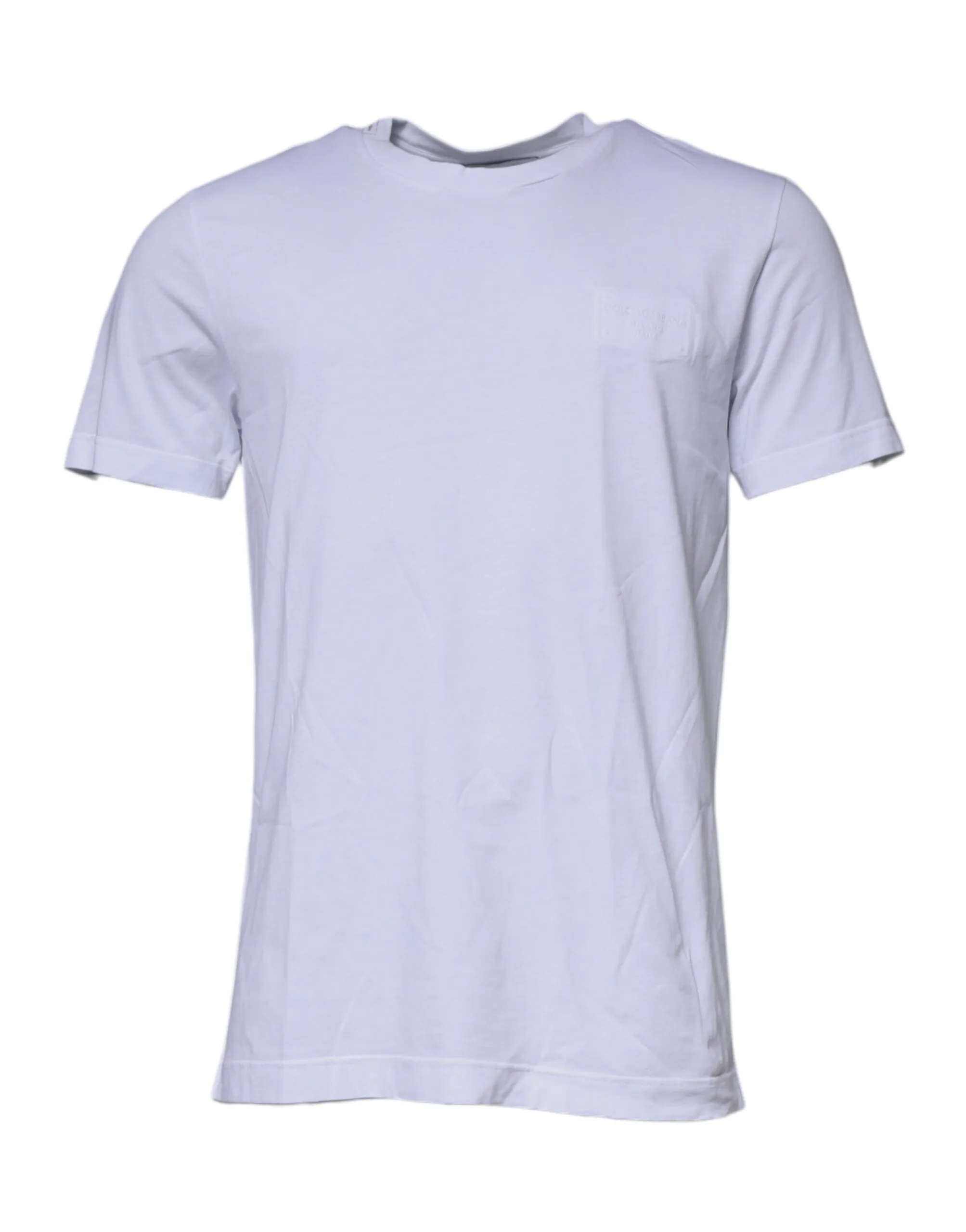Dolce & Gabbana Men's White Logo Patch Cotton Crew Neck T-shirt