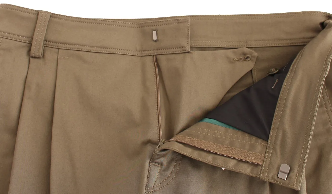 GF Ferre Men's Elegant Green Comfort Straight Fit Pants